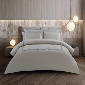 Egyptian Cotton 400 Thread Count Corda Silver Duvet Cover Set