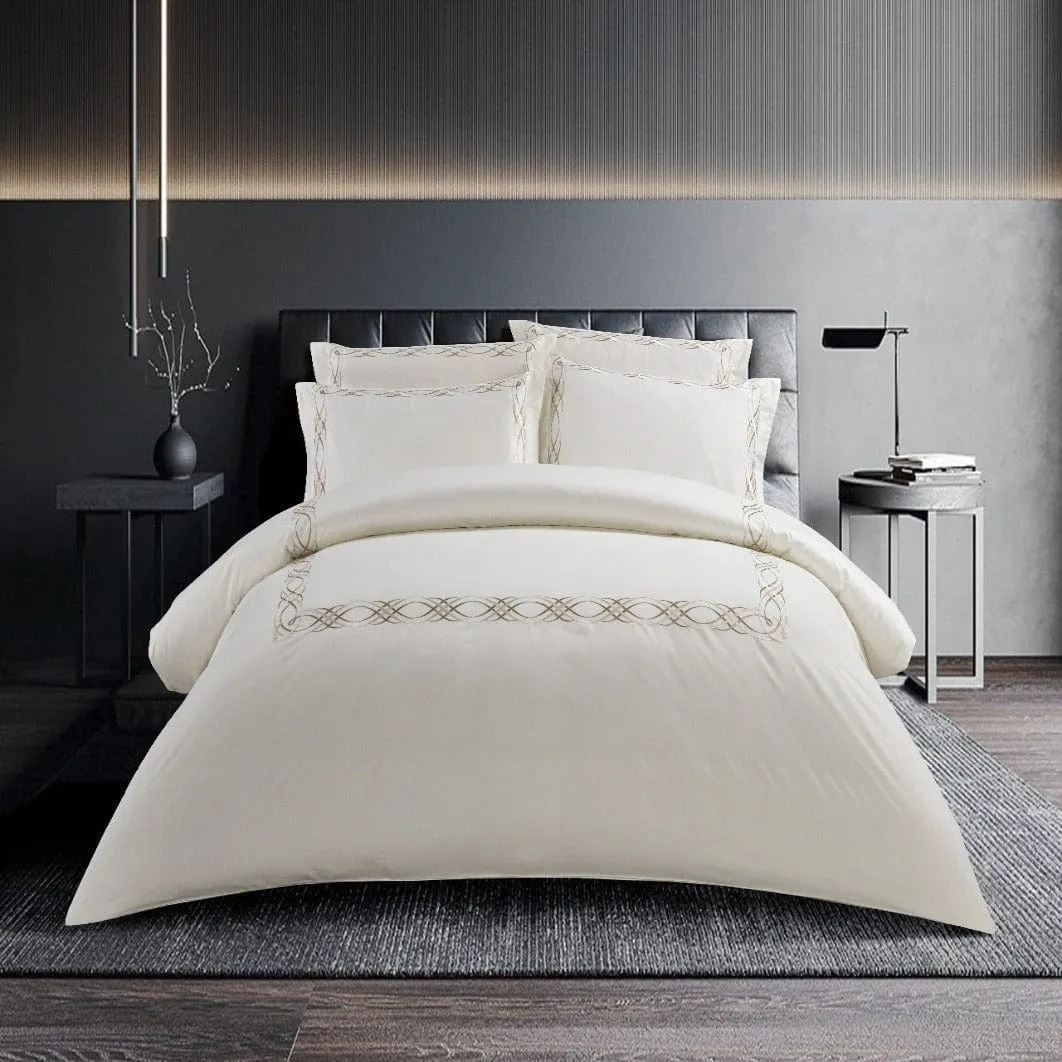 Egyptian Cotton 400 Thread Count Donato Cream Duvet Cover Set