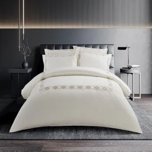 Egyptian Cotton 400 Thread Count Donato Cream Duvet Cover Set