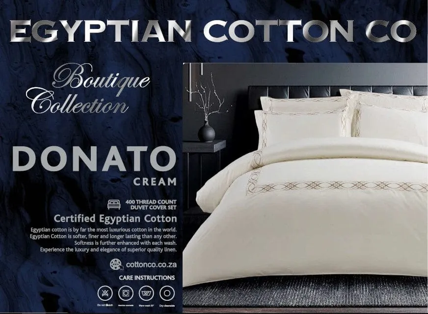 Egyptian Cotton 400 Thread Count Donato Cream Duvet Cover Set