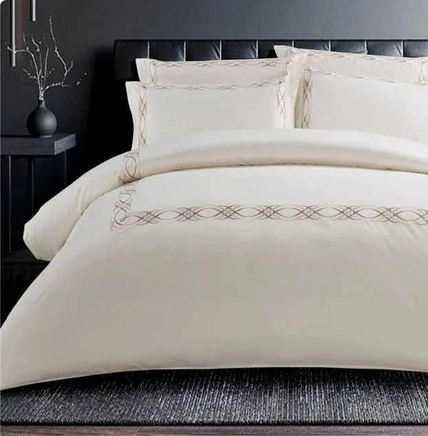 Egyptian Cotton 400 Thread Count Donato Cream Duvet Cover Set
