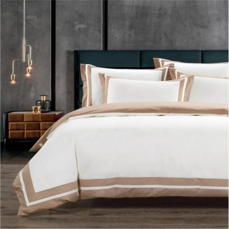 Egyptian Cotton 400 Thread Count Fiorenza Cream & Stone Duvet Cover Set
