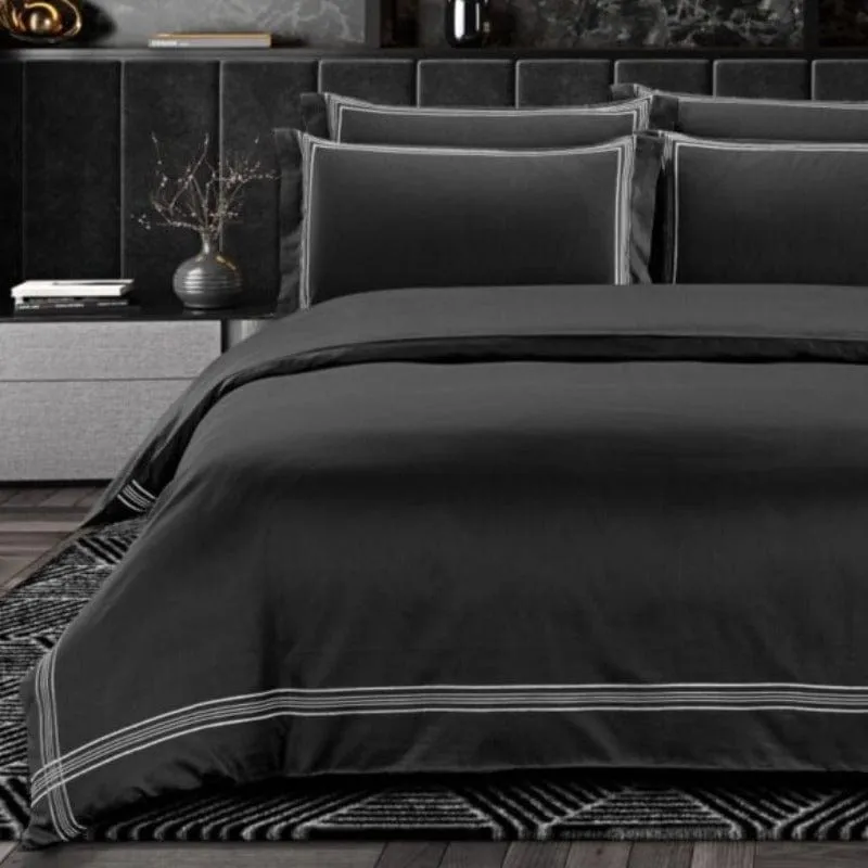 Egyptian Cotton 400 Thread Count Giorgio Black & Silver  Duvet Cover Set