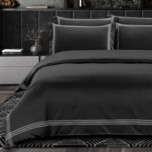 Egyptian Cotton 400 Thread Count Giorgio Black & Silver  Duvet Cover Set