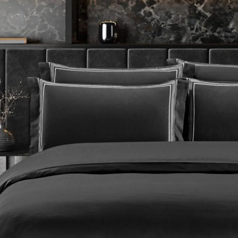 Egyptian Cotton 400 Thread Count Giorgio Black & Silver  Duvet Cover Set