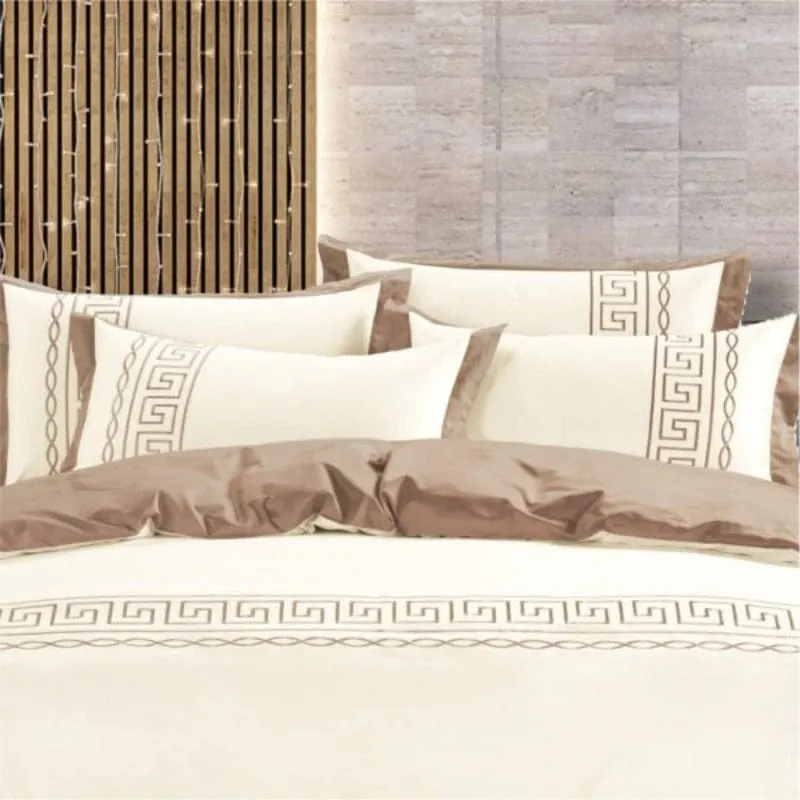 Egyptian Cotton 400 Thread Count Giorgio Cream & Stone Duvet Cover Set