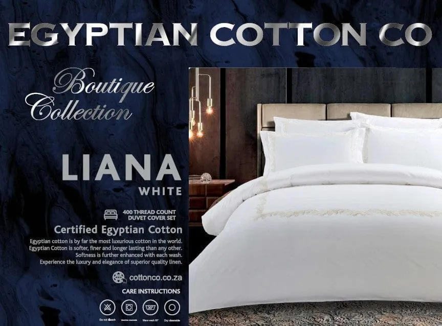 Egyptian Cotton 400 Thread Count Liana White Duvet Cover Set