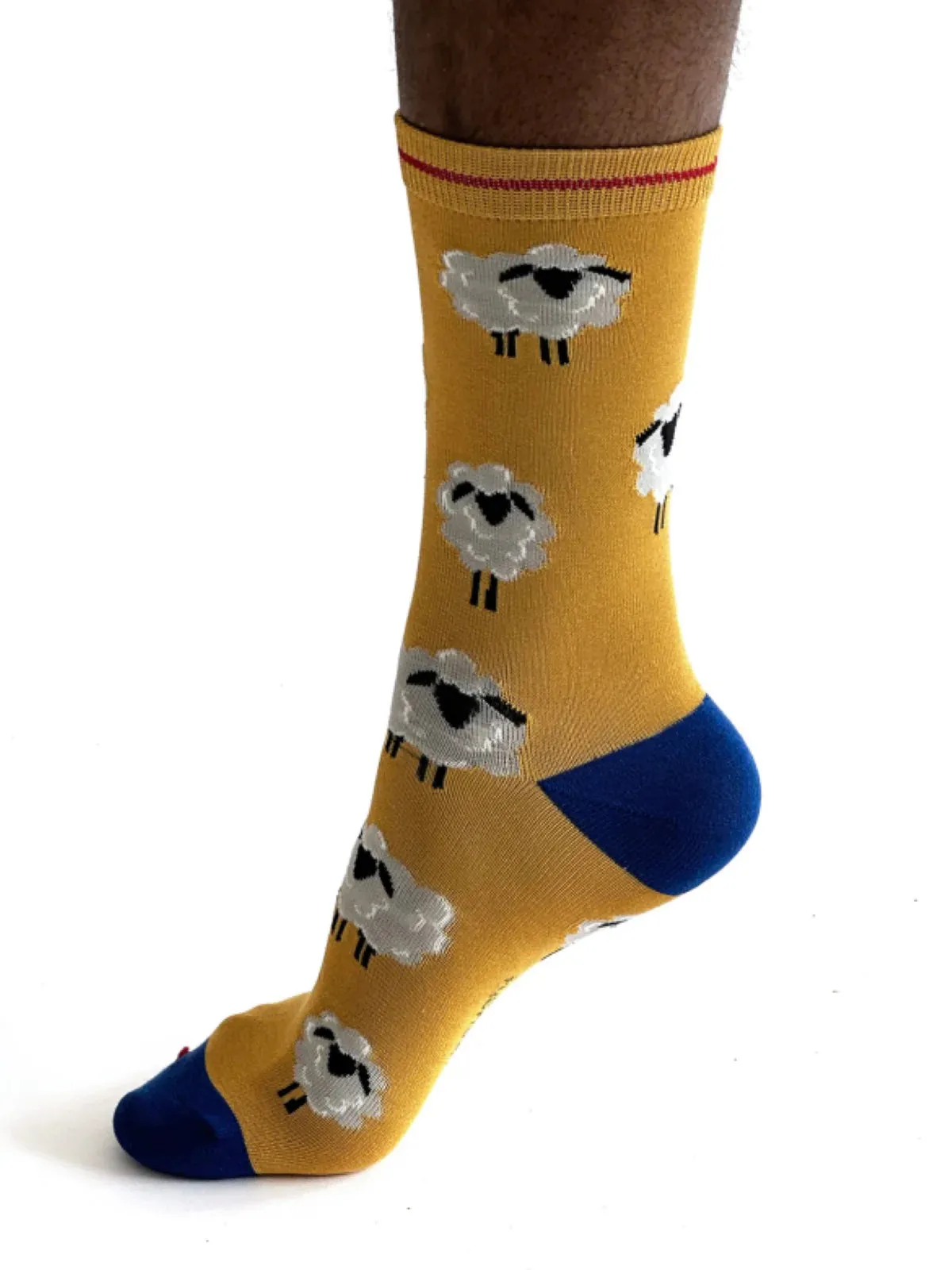 Elliot Sheep Bamboo Socks in Yellow by Thought, Size 7-11