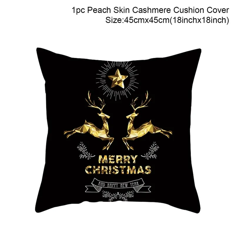 FENGRISE 45x45cm Cotton Linen Merry Christmas Cover Cushion