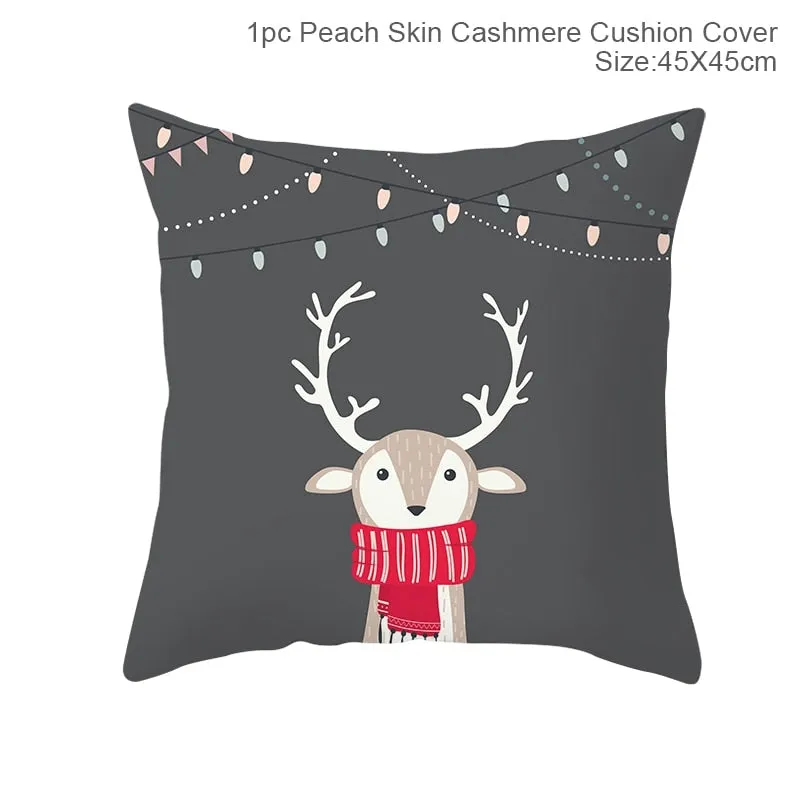 FENGRISE 45x45cm Cotton Linen Merry Christmas Cover Cushion