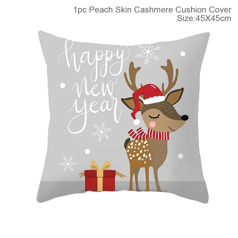 FENGRISE 45x45cm Cotton Linen Merry Christmas Cover Cushion