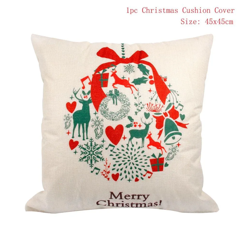 FENGRISE 45x45cm Cotton Linen Merry Christmas Cover Cushion