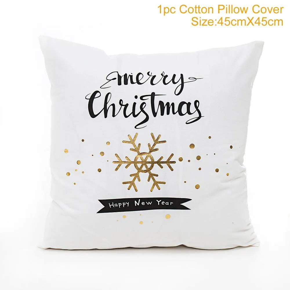 FENGRISE 45x45cm Cotton Linen Merry Christmas Cover Cushion