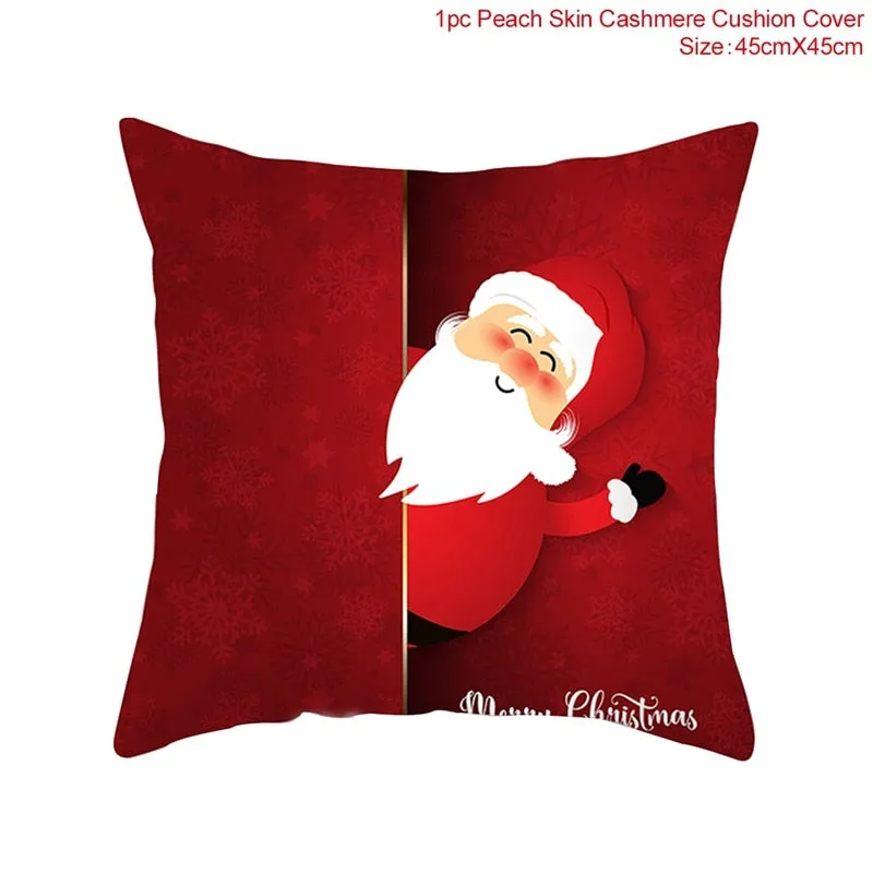 FENGRISE 45x45cm Cotton Linen Merry Christmas Cover Cushion