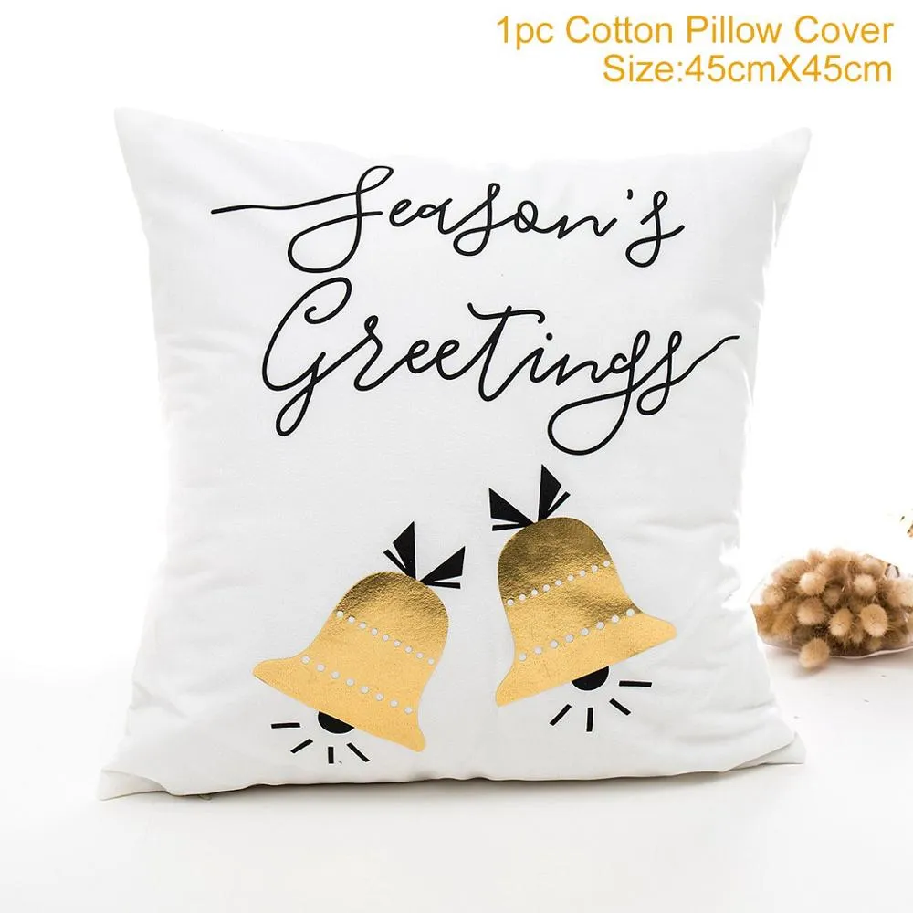 FENGRISE 45x45cm Cotton Linen Merry Christmas Cover Cushion