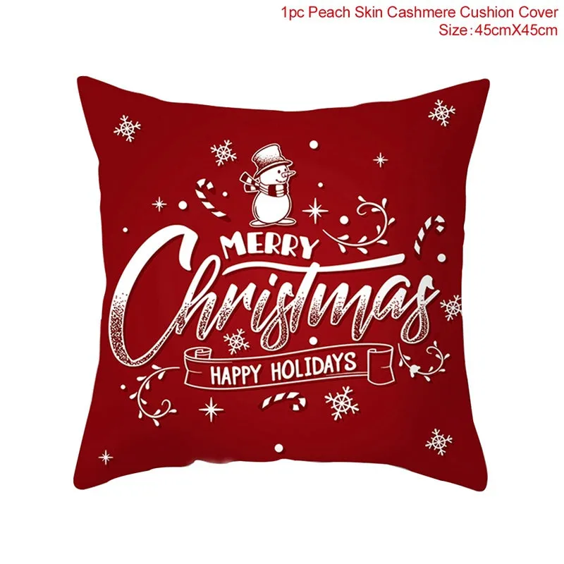 FENGRISE 45x45cm Cotton Linen Merry Christmas Cover Cushion