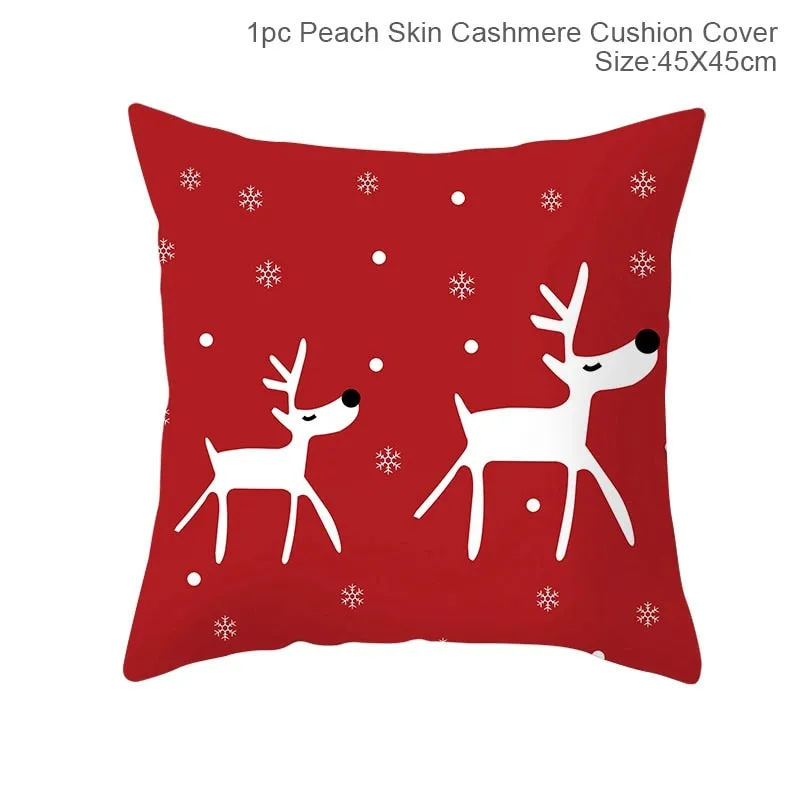 FENGRISE 45x45cm Cotton Linen Merry Christmas Cover Cushion