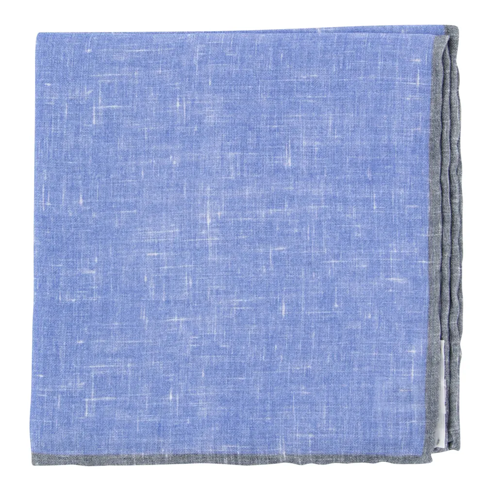 Fiori Di Lusso Blue Linen Pocket Square
