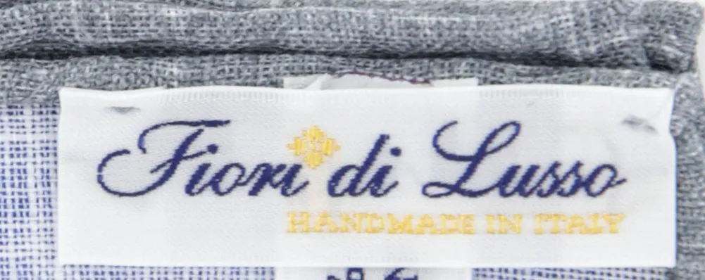 Fiori Di Lusso Blue Linen Pocket Square
