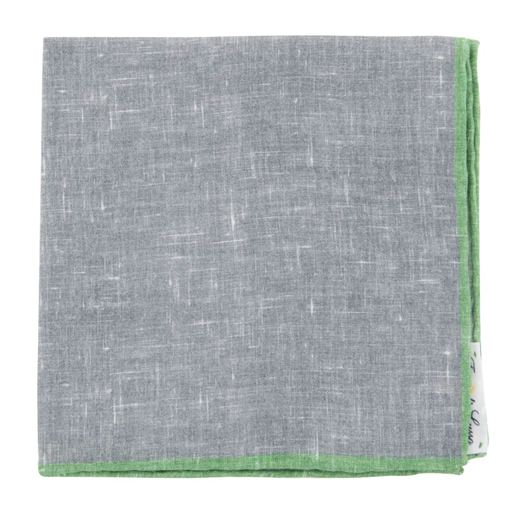 Fiori Di Lusso Gray Linen Pocket Square