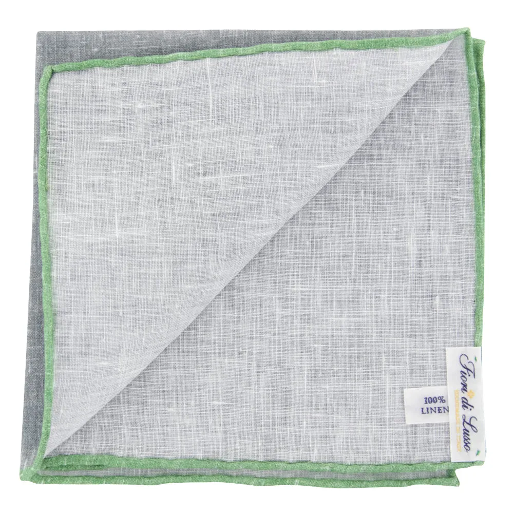 Fiori Di Lusso Gray Linen Pocket Square
