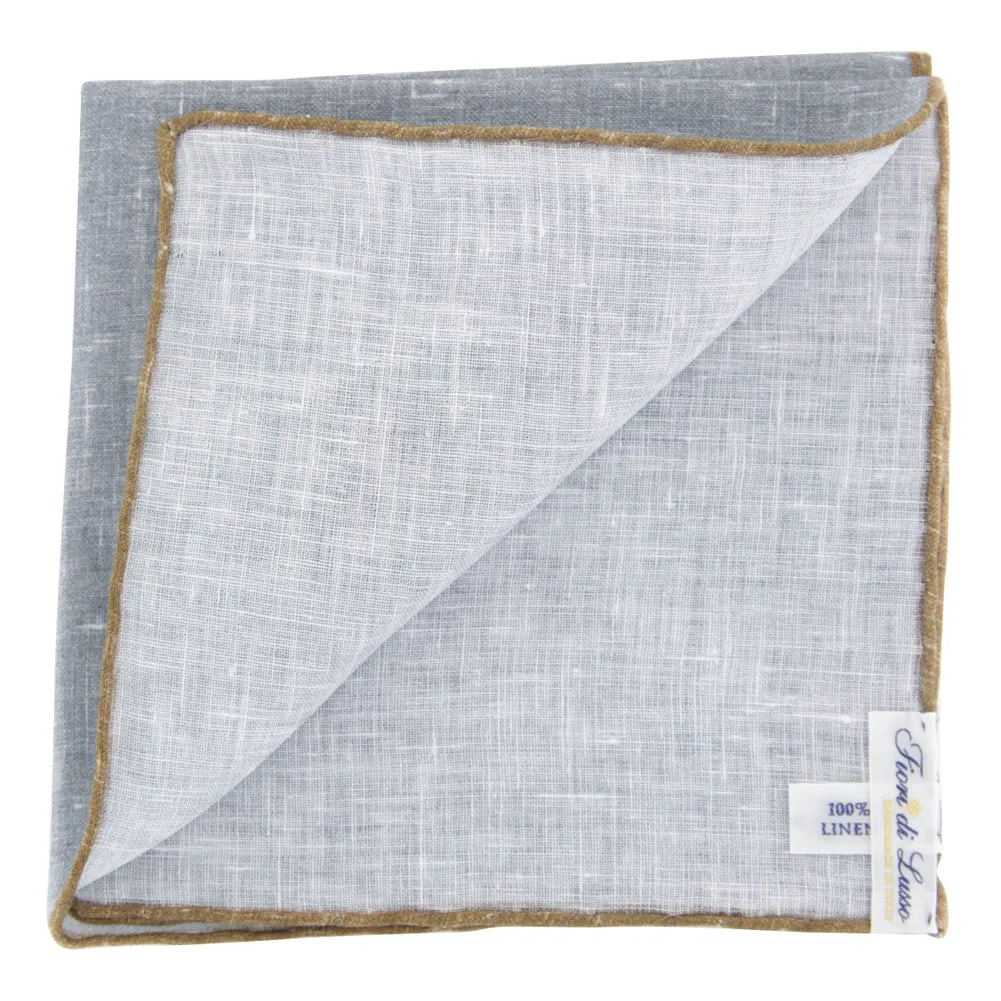 Fiori Di Lusso Gray Linen Pocket Square