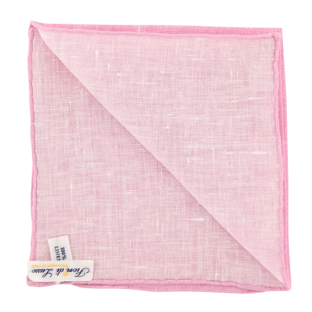 Fiori Di Lusso Pink Linen Pocket Square