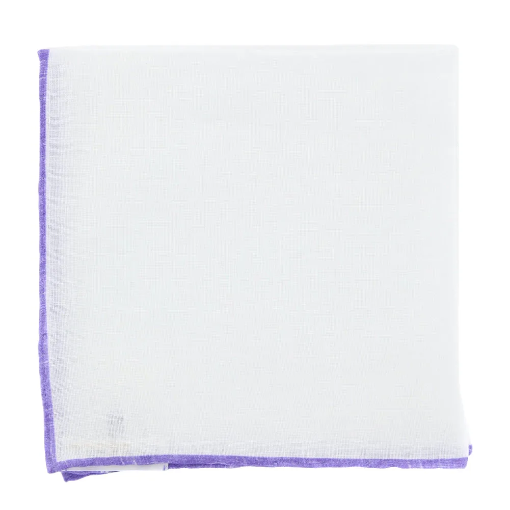 Fiori Di Lusso White Linen Pocket Square