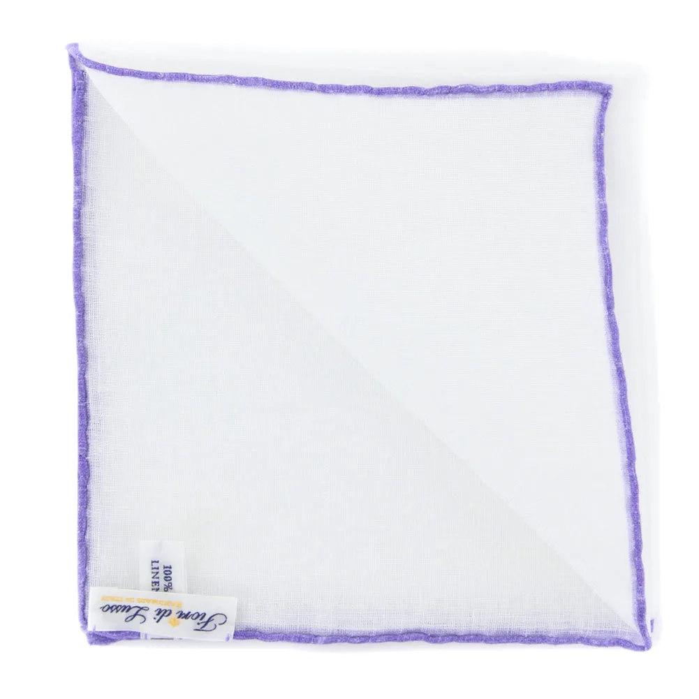 Fiori Di Lusso White Linen Pocket Square