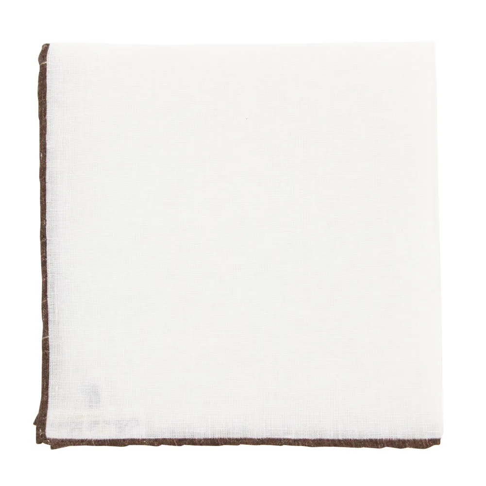Fiori Di Lusso White Linen Pocket Square