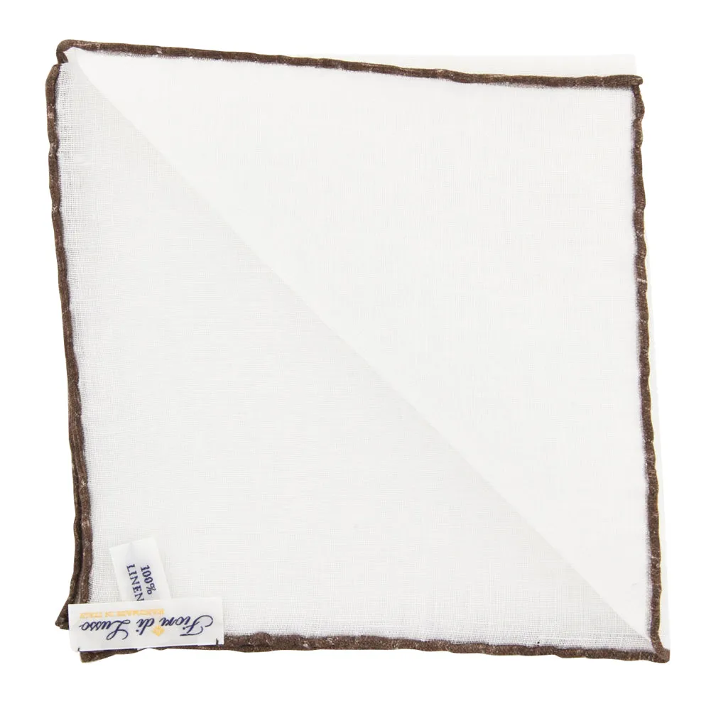 Fiori Di Lusso White Linen Pocket Square