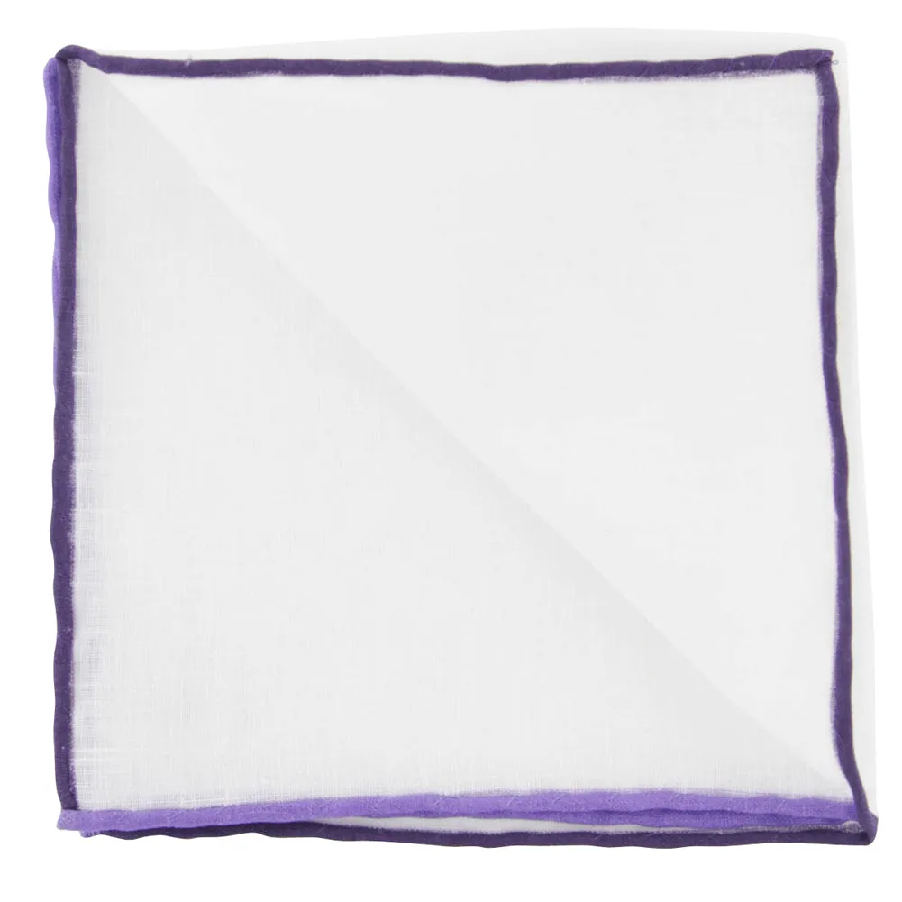 Fiori Di Lusso White Linen Pocket Square