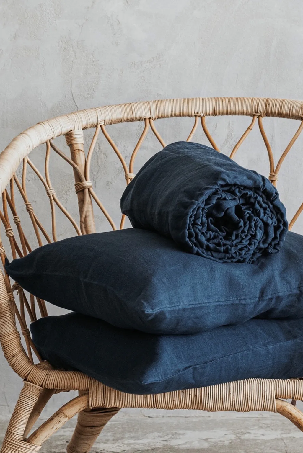 Fitted Sheet and Pillowcases Set - Dark Blue