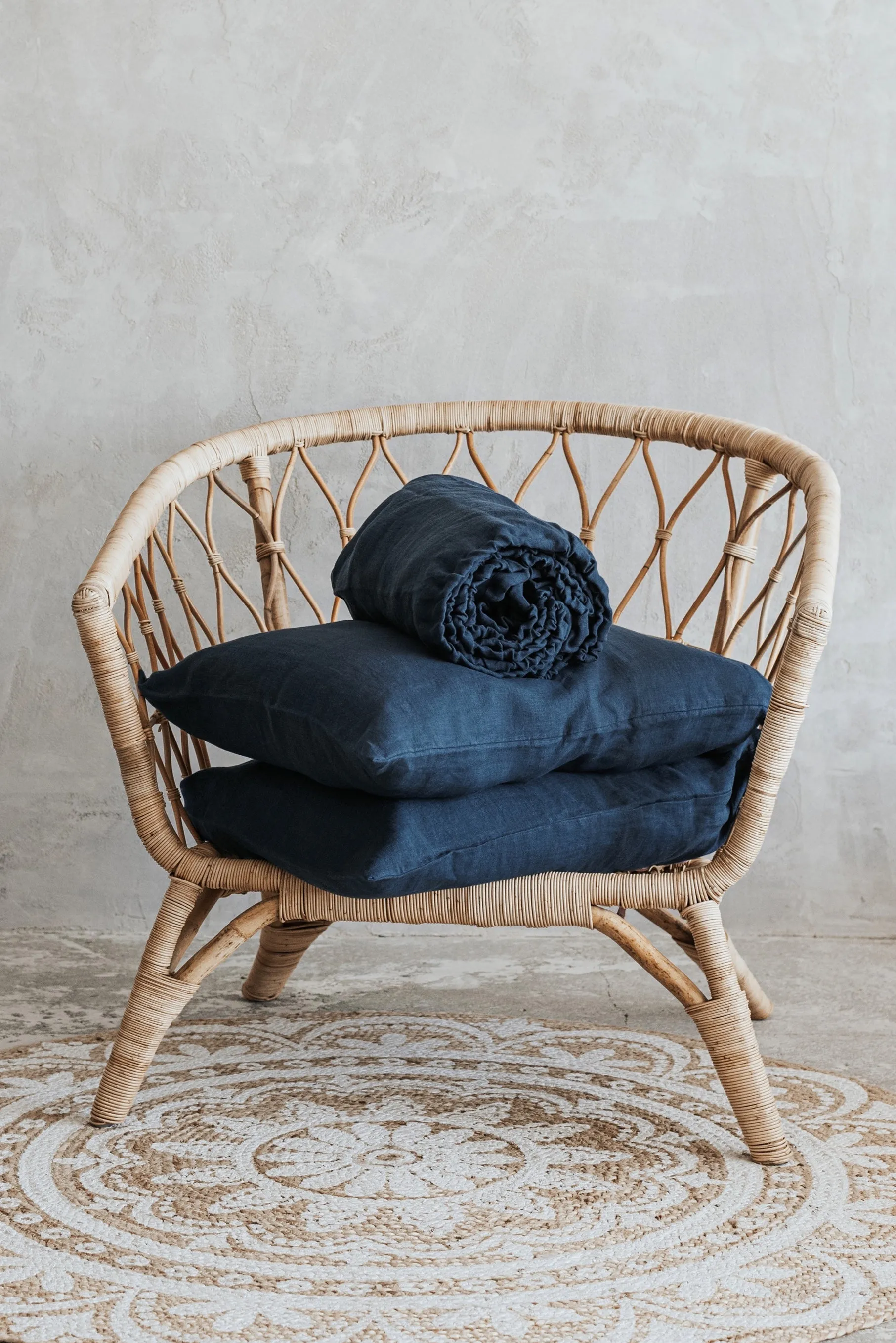 Fitted Sheet and Pillowcases Set - Dark Blue