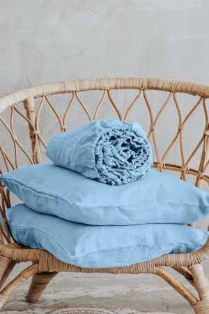 Fitted Sheet and Pillowcases Set - Light blue