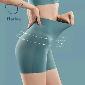 Flarixa Women's Seamless High - Waist Large - Size Ice Silk Anti - Friction Safety Shorts (Boxer Panties)