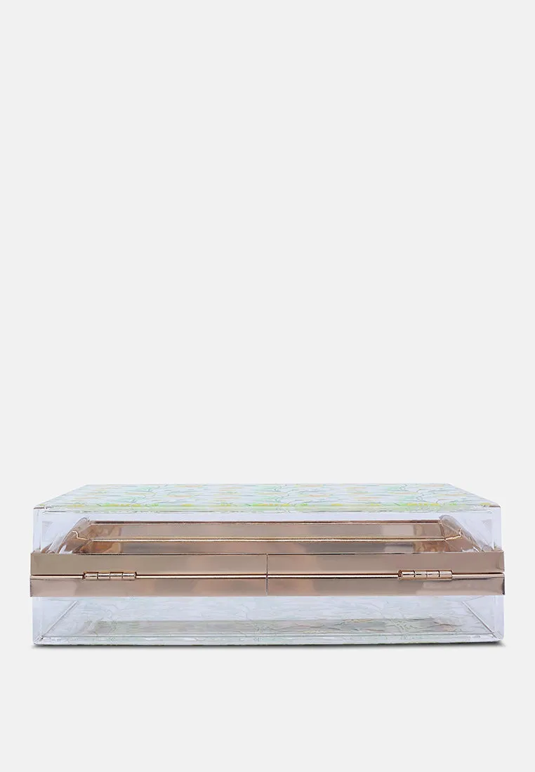 Floral Print Clear Clutch Bag