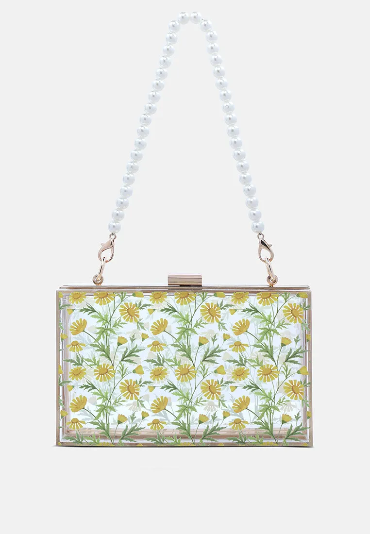 Floral Print Clear Clutch Bag