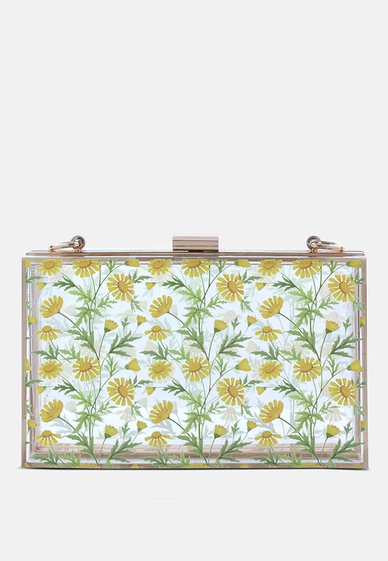 Floral Print Clear Clutch Bag