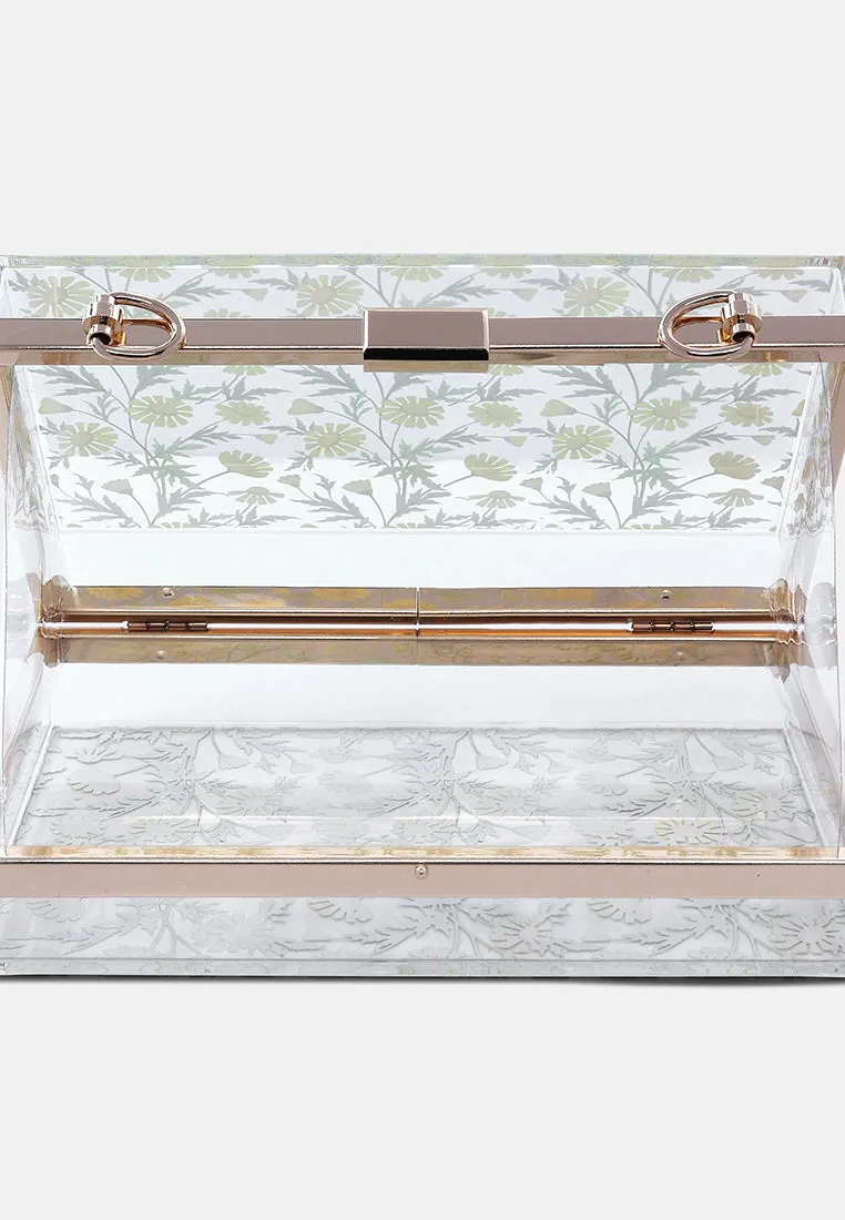 Floral Print Clear Clutch Bag