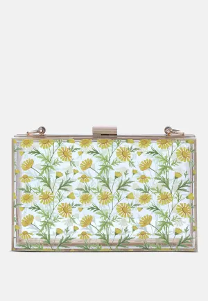 Floral Print Clear Clutch Bag