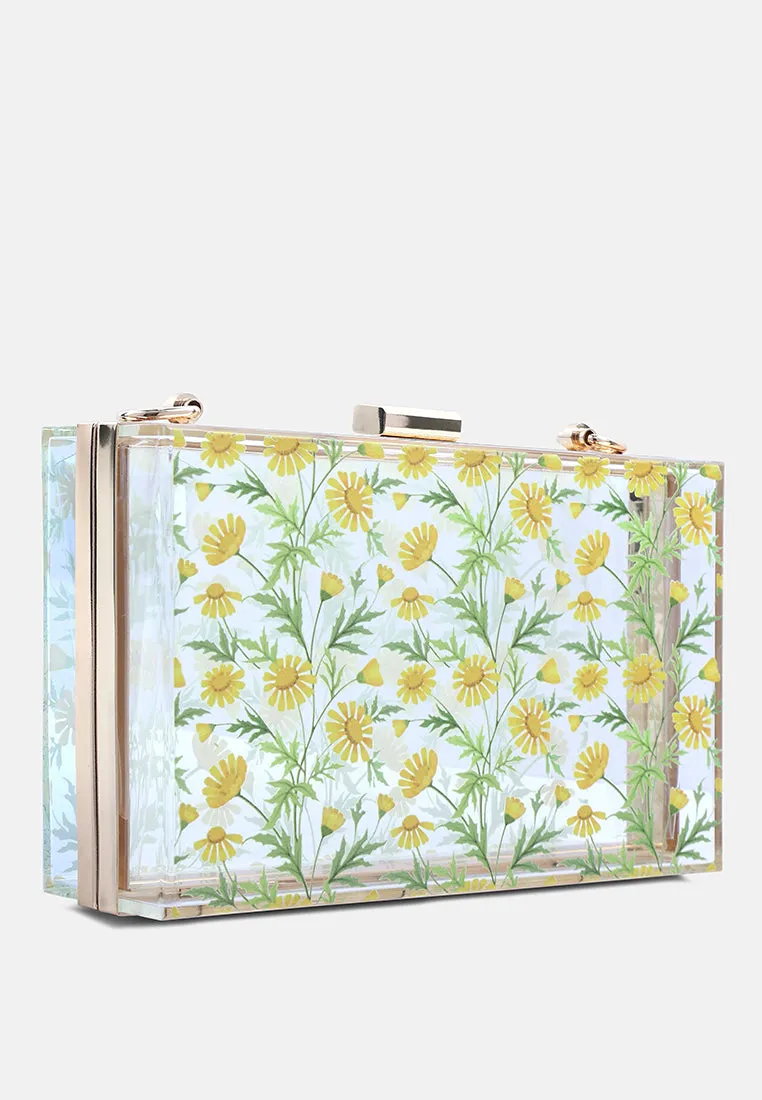 Floral Print Clear Clutch Bag