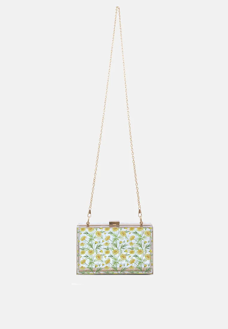 Floral Print Clear Clutch Bag