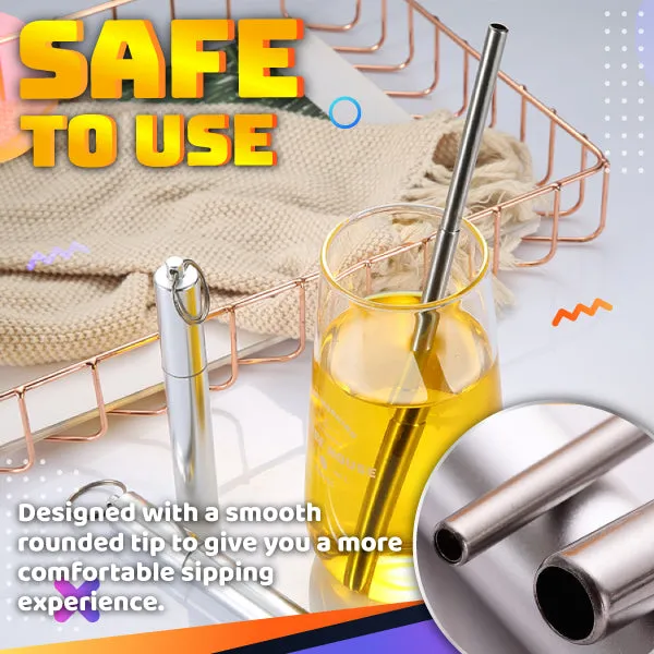 Foldable Travel Metal Reusable Eco-Friendly Straw