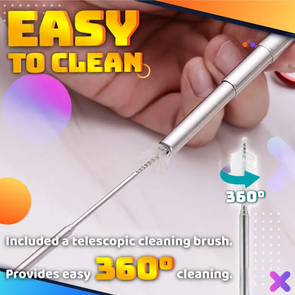 Foldable Travel Metal Reusable Eco-Friendly Straw
