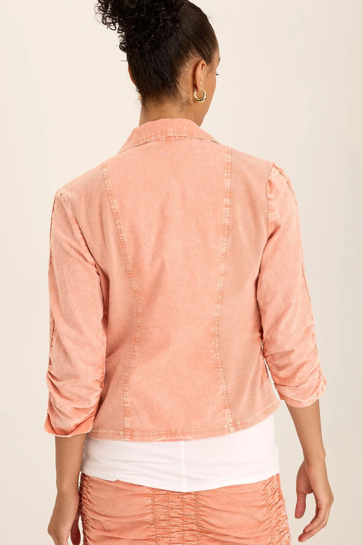 Folksy Linen/Stretch 4-Pocket Shirred Blazer