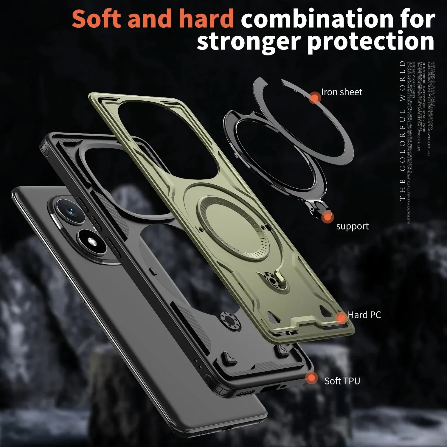 For Xiaomi Redmi Note 14 Pro Plus Case Military Armor Shockproof 360° Rotating Ring Stand TPU Frame Plastic Phone Cover Fundas