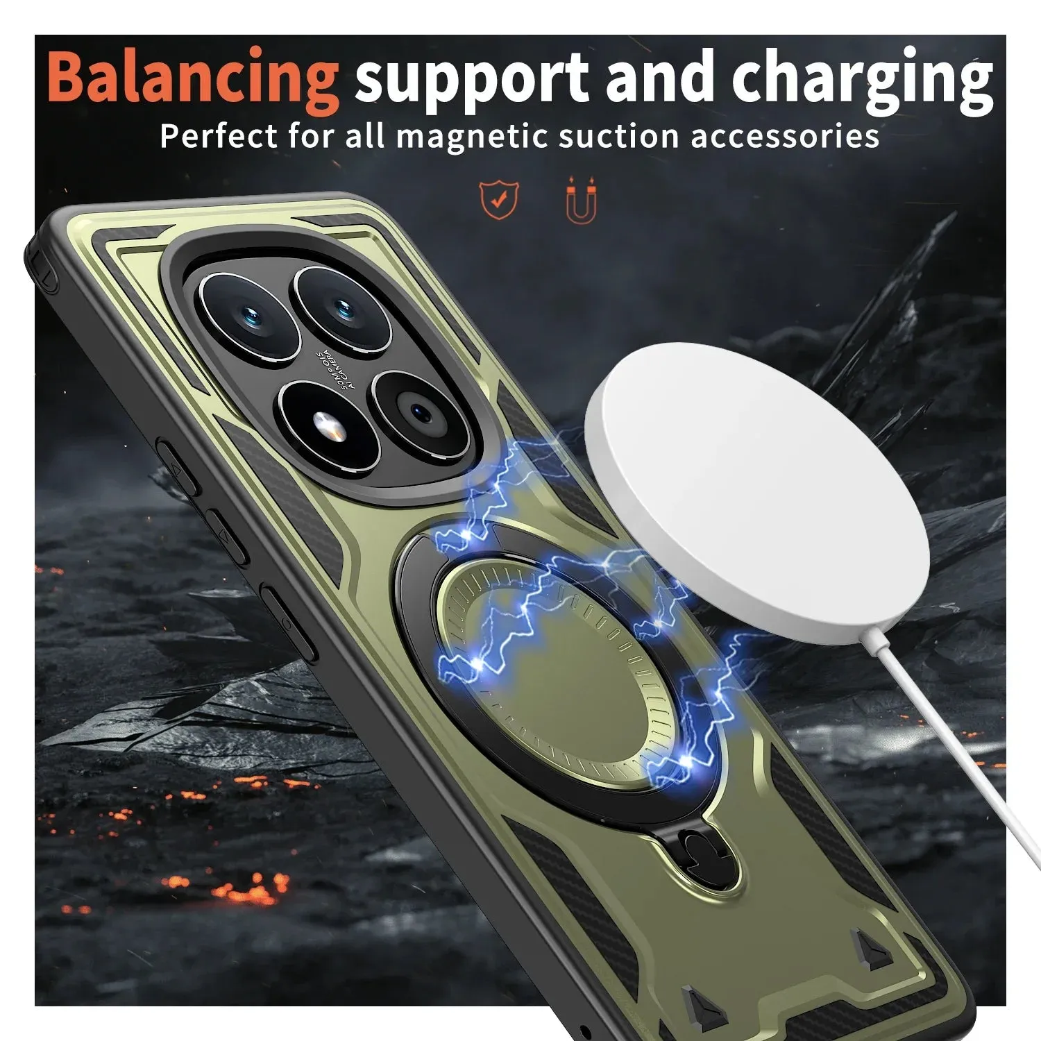For Xiaomi Redmi Note 14 Pro Plus Case Military Armor Shockproof 360° Rotating Ring Stand TPU Frame Plastic Phone Cover Fundas