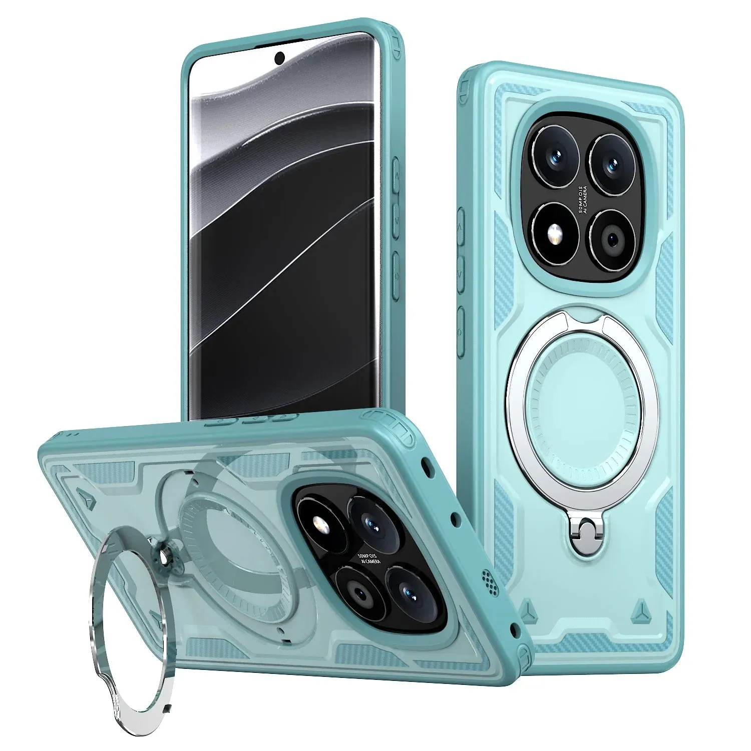 For Xiaomi Redmi Note 14 Pro Plus Case Military Armor Shockproof 360° Rotating Ring Stand TPU Frame Plastic Phone Cover Fundas