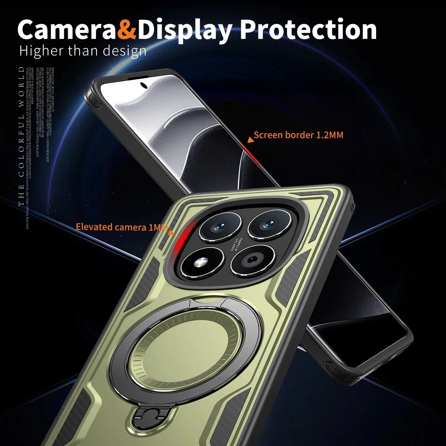 For Xiaomi Redmi Note 14 Pro Plus Case Military Armor Shockproof 360° Rotating Ring Stand TPU Frame Plastic Phone Cover Fundas